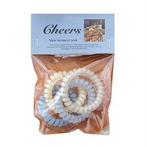 Cheers Frosted Sea Salt Blue Telephone Cord Hair <b>Ties</b> Set Of 4 Elastic <b>Women</b> Casual Solid Color Hair Accessories - Product Image 2