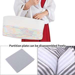 Bac de rangement en corde de coton tissé coloré pour Table à <span class=keywords><strong>langer</strong></span> et voiture, <span class=keywords><strong>sac</strong></span> de rangement pour couches de bébé détachables - Product Image 3