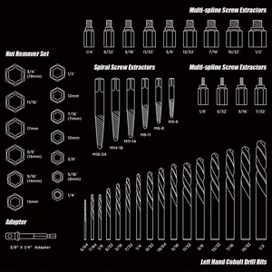 Xách tay 49pcs xoắn ốc đa spline vít extractor Nut Remover Set trái tay coban khoan bit công cụ thiết lập - Product Image 2