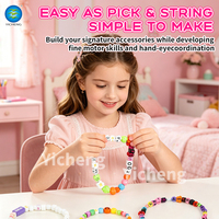 Kit de fabrication de bijoux en perles DIY pour filles, ensemble de perles alphabet lettres russes, jouet de fabrication de bracelets et colliers pour enfants, artisanat créatif