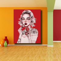 Peinture Diamant Ever Moment : Portrait de Fille Cartoon Tendance, Bricolage DIY avec Diamants en Résine, Décoration Murale 5L559