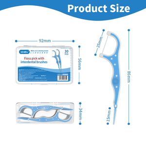 Asta per filo interdentale in plastica a doppio scopo con spazzola interdentale per la pulizia degli spazi interdentali - Product Image 6