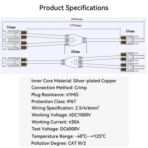Kit de Conectores Solares Tipo Y de <span class=keywords><strong>2</strong></span> a 1, <span class=keywords><strong>3</strong></span> Vías, para Panel Fotovoltaico, 1000V 30A 50A, para RV, Camping, Carga Solar Portátil, de Fábrica OEM - Product Image 4