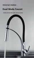 Robinet de cuisine moderne en acier inoxydable à poignée unique, à poser sur le plan, avec douchette extractible et eau chaude/froide
