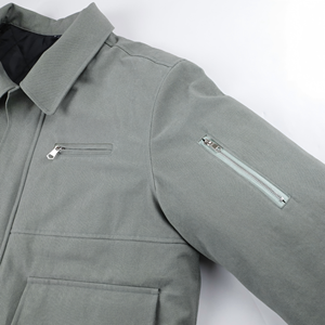 سترة شتوية للرجال من القطن 100٪ بأسلوب ملابس العمل مع جيبين مقاومة للرياح وقصيرة بسحاب ومبطن - Product Image 6