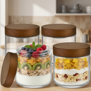 Bocaux de conservation alimentaire en verre épais de haute qualité, modernes, 1L, 2L, 4L, 6L, avec couvercle compatible micro-ondes, pour la cuisine et les réceptions - Product Image 3