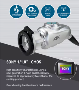 กล้องเอ็นโดสโคป 4K ได้รับการรับรองมาตรฐาน CE ระดับ II พร้อมด้ามจับ 1/1.8 CMOS โฟกัสแบบแมนนวล กันน้ำ ป้องกันคลื่นแม่เหล็กไฟฟ้า สำหรับการผ่าตัดสัตว์ - Product Image 1