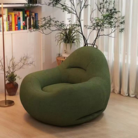 Fauteuil pouf moderne une place en velours côtelé, rembourré de billes de mousse, assise douce et relaxante pour salon