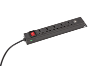 PDU 1U 19 pouces pour montage en rack, multiprise 6 voies avec ports de charge USB, unité de distribution d'alimentation pour armoire de serveur