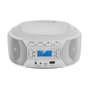 Lecteur CD portable blanc, stéréo, boombox avec USB, MP3, radio FM, Bluetooth, entrée/sortie AUX, double alimentation pour la maison et l'école - Product Image 1