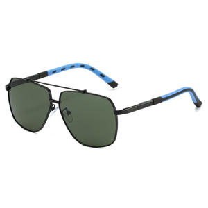 Lunettes de soleil unisexes légères à monture métallique dorée UV400, bleues, carrées, polyvalentes, bicolores, vision nocturne, pour la conduite et les voyages, haute couture - Product Image 2