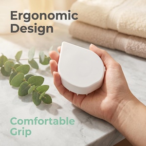 Brosse de massage du cuir chevelu ergonomique en silicone en forme de goutte d'eau, avec nœuds doux arrondis, pour le shampoing, portable, anti-stress, masseur capillaire - Product Image 3