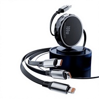 Zowie ACU-172 3-in-1 100W Pengisian Cepat Kabel USB Retractable Konduktor Tembaga Murni Penyangga Ponsel Tipe-C/Micro Printer Earphone