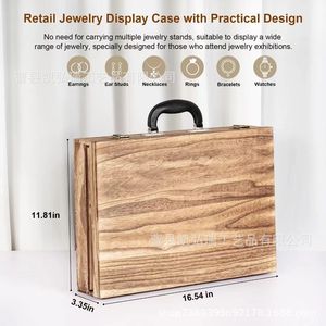 Foldable, portable, solid wood jewelry <b>box</b> for desktop use; multi-layer solid wood <b>earring</b> storage rack. - Product Image 5