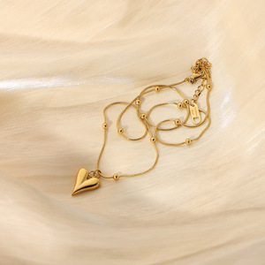 R. Gemma. Commercio all'ingrosso 14K placcato oro titanio in acciaio inox maglia collana stile classico perline d'oro cuore per anniversari - Product Image 6