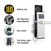 Serrure de porte en acier inoxydable 304 LOCKAI, carte RFID intelligente, clé mécanique, carte mémoire, contrôle par application SDK pour contrôle d'accès hôtelier