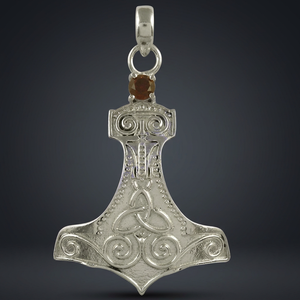 Art Palace Colgante Martillo de Thor de Plata 925 con Piedra Granate, Amuleto de Estilo Vintage, Joyería Elegante Unisex para Uso Diario y Regalo - Product Image 1