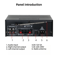 Amplificateur de puissance USB AV-660BT, 2 canaux stéréo, amplificateur audio HiFi, système de son pour cinéma maison