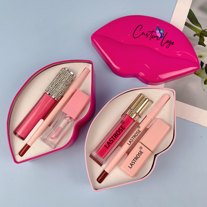 Set Rossetto Liquido e Matita Labbra All'ingrosso dalla Fabbrica, Cosmetico 3 <span class=keywords><strong>in</strong></span> 1 per la Cura delle Labbra, Confezione a Forma di Bocca, Rosa, Private Label - Product Image 3