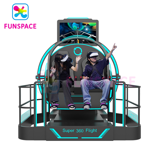 Funspace Indoor VR Theme Park Equipment Flight Game Simulator 9D VR Chair 360 Degree VR Machine for Adventure Park & Public Use