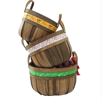 TF- GB11 Gros en bois décoratif Noël nouveau bébé bambou tissé garniture emballage panier pour tissé en vrac boîte Cadeau panier