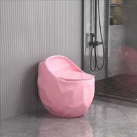 WC en céramique monobloc à poser au sol, forme œuf, couleur personnalisée, bleu rond, pour salle de bain d'hôtel, Foshan