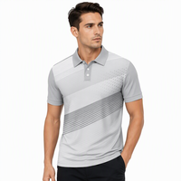 Kaos Polo Pria Cepat Kering Bahan Polyester Rajut Bernapas, Lengan Pendek, Motif Cetak, Kasual, Olahraga Golf
