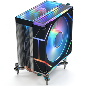 พัดลมระบายความร้อนซีพียูขนาด 120 มม. <span class=keywords><strong>RGB</strong></span> พร้อมฮีตซิงค์แบบท่อทองแดง 4 เส้น ชุบนิกเกิล ไฟ ARGB ควบคุมด้วย PWM สำหรับคอมพิวเตอร์ - Product Image 1