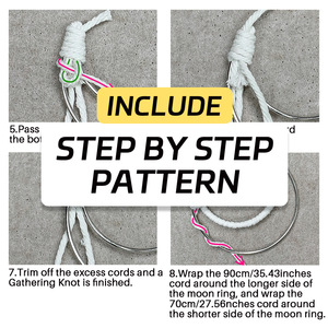 Kit de <span class=keywords><strong>macramé</strong></span>, <span class=keywords><strong>corde</strong></span> colorée, pendentif en tissage, pack de matériel DIY, accessoires en cristal avec guide en anglais pour débutants, cadeaux - Product Image 6