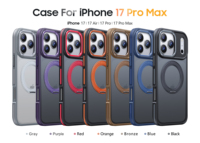 Étui de téléphone antichoc magnétique 2-en-1 en TPU et PC au design de luxe avec support rotatif pour iPhone 17 Pro Max 16 15