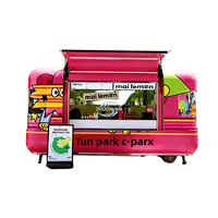 Camión de Comida Personalizable con Diseño de Grafiti, Carrito Móvil de Venta Ambulante, Camión de Comida Rápida para Exteriores con Cocina Completa