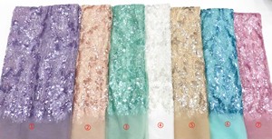 Irregular Wave Pattern Shiny <strong>Purple</strong> Embroidered <strong>Sequin</strong> Lace Fabric for Evening Dresses Skirts Clothing Home Decor - Product Image 6