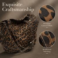 Sac fourre-tout en toile à imprimé léopard tendance avec logo personnalisé, grande capacité, sac à bandoulière durable pour femmes, été et hiver