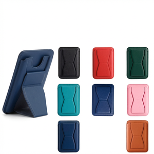 Portefeuille porte-cartes en cuir PU à double rangée avec support de téléphone magnétique multicolore - Product Image 1