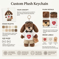 Peluche personnalisée OEM ODM en forme de Terrier en combinaison, porte-clés en peluche, animal en peluche en coton PP, mascotte promotionnelle en peluche
