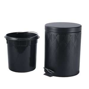 <strong>Black</strong> Metal Round Foot Pedal Trash Can Design <strong>Small</strong> Dustbin for Room Household Waste Collection <strong>Bins</strong> With Removable Wastebasket - Product Image 2
