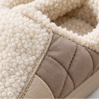 Pantoufles d'intérieur à bout fermé en sherpa crème, doublées en peluche, type mule, semelle EVA
