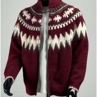 Cardigan en tricot vintage pour couple, avec fermeture éclair et patchwork, col montant, pour homme, automne-hiver, pull de Noël, vêtement d'extérieur décontracté