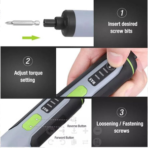 <span class=keywords><strong>Tournevis</strong></span> <span class=keywords><strong>électrique</strong></span> sans fil de Type C 3.6V avec jeu d'embouts rechargeables Li-ion Petit réglage de couple multi-usage Alimenté par batterie - Product Image 2