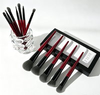 Ensemble de 12 pinceaux cosmétiques de luxe BEILI avec manche rouge, étiquette privée, pinceaux de maquillage vegan pour salon de beauté