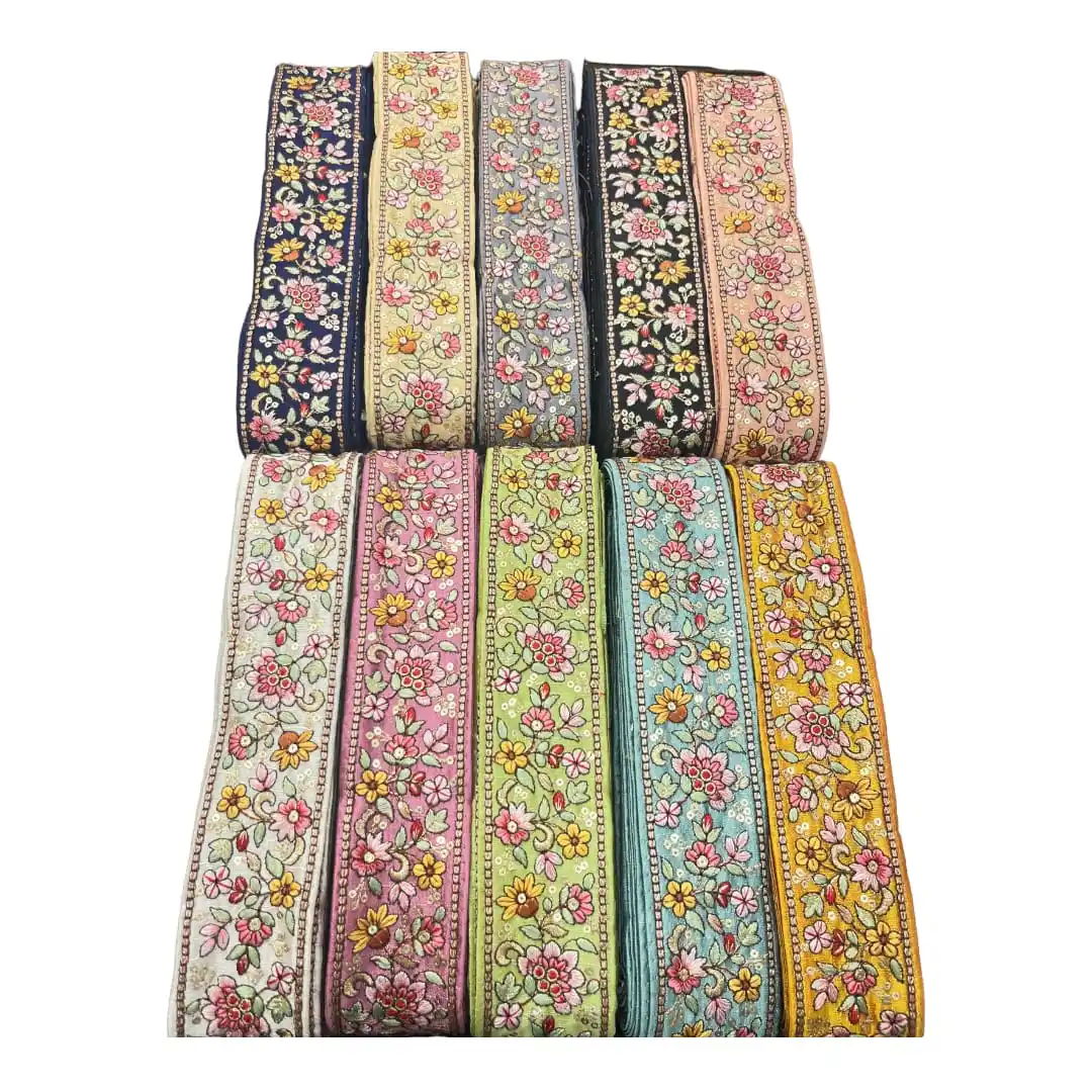 Embroidered fancy designer Laces ribbons at Wholesale Price for Export from India
