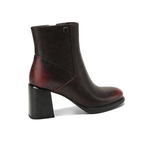 <span class=keywords><strong>Bottines</strong></span> <span class=keywords><strong>Chelsea</strong></span> pour femmes Moncheer, dégradé bordeaux, style coréen rétro, fermeture éclair, talon épais, mode automne/hiver - Product Image 3