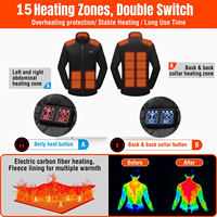 Benutzer definierte 15 Zonen USB Electric Fleece Winter jacke Mans Selbst heiz jacke mit Akku
