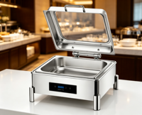 Chauffe-plat en acier inoxydable à réglage précis de la température, capacité 9/6L, chauffage à l'alcool, affichage numérique pour la restauration haut de gamme