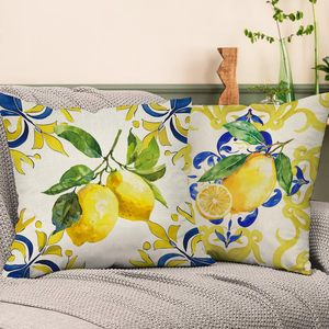 Federa Decorativa Italiana a Sette Punti con Motivo Limone Blu, Motivo a Piastrelle Agrumi della Costiera Amalfitana per Decorazione Esterna e Interna - Product Image 3