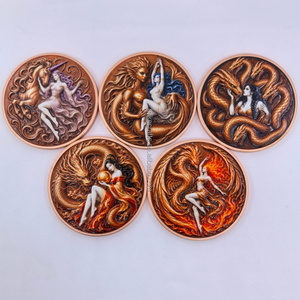 Koin Tantangan Grosir Tembaga Bulat 5oz Koin Berwarna Relief Tinggi 3D Naga Cantik Mata Naga Koin Bullion untuk Koleksi - Product Image 2