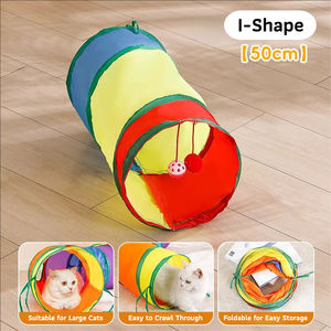 Túnel de Juego para Gatos Plegable, Ecológico, con Diseño de Arcoíris de Dibujos Animados, en Forma de S/recta/Y, Interactivo, para Interiores - Product Image 4