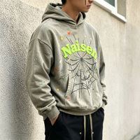 OEM Üretici Özel %100 Pamuk Vintage Asit Yıkama Sıçramalı Grafiti Harfli 450gsm Kapüşonlu Sweatshirt Y2K Günlük Erkekler İçin Kapüşonlu Sweatshirt