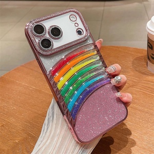 Funda de Teléfono 3D con Arena Fluida Arcoíris para iPhone 16 15 14 Pro Max, Funda de Teléfono de TPU Electrochapada para iPhone 17 - Product Image 6