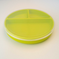 Logo personnalisé Fournitures pour bébé Plat divisé en silicone à succion Ensemble d'alimentation pour bébé Assiette en silicone pour tout-petits avec couvercle